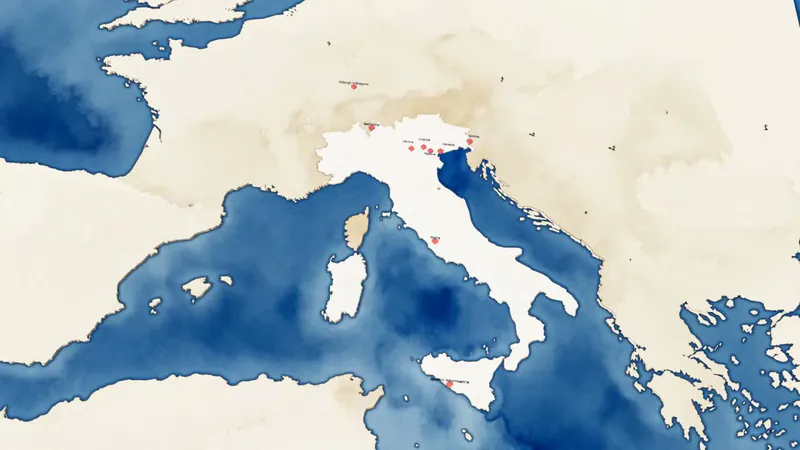 Mappa dell’Europa in stile diorama con i segnaposto a quadrifoglio Zen Production sulle città delle produzioni